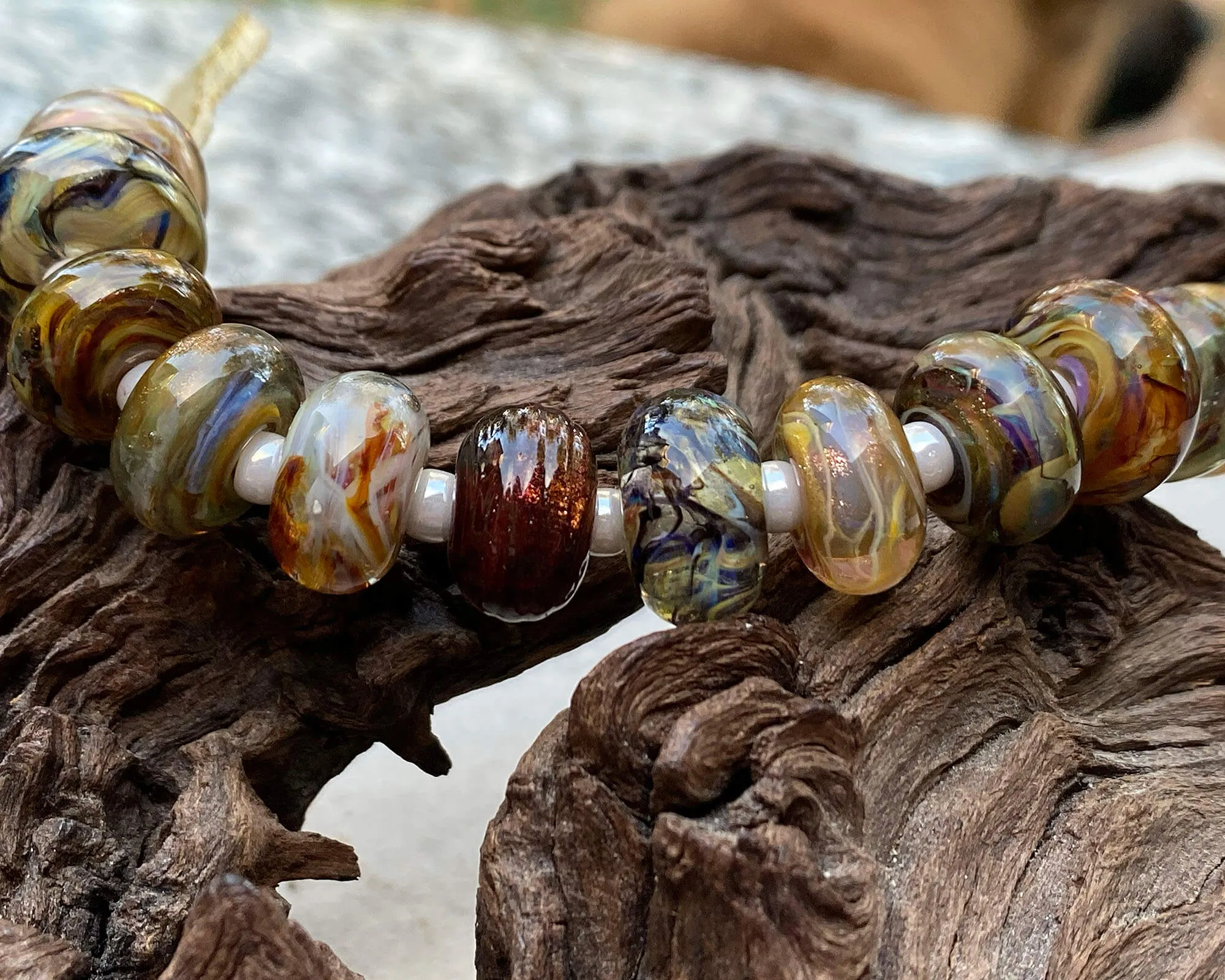 12 Brown Orphan Lampwork Beads Mix SRA