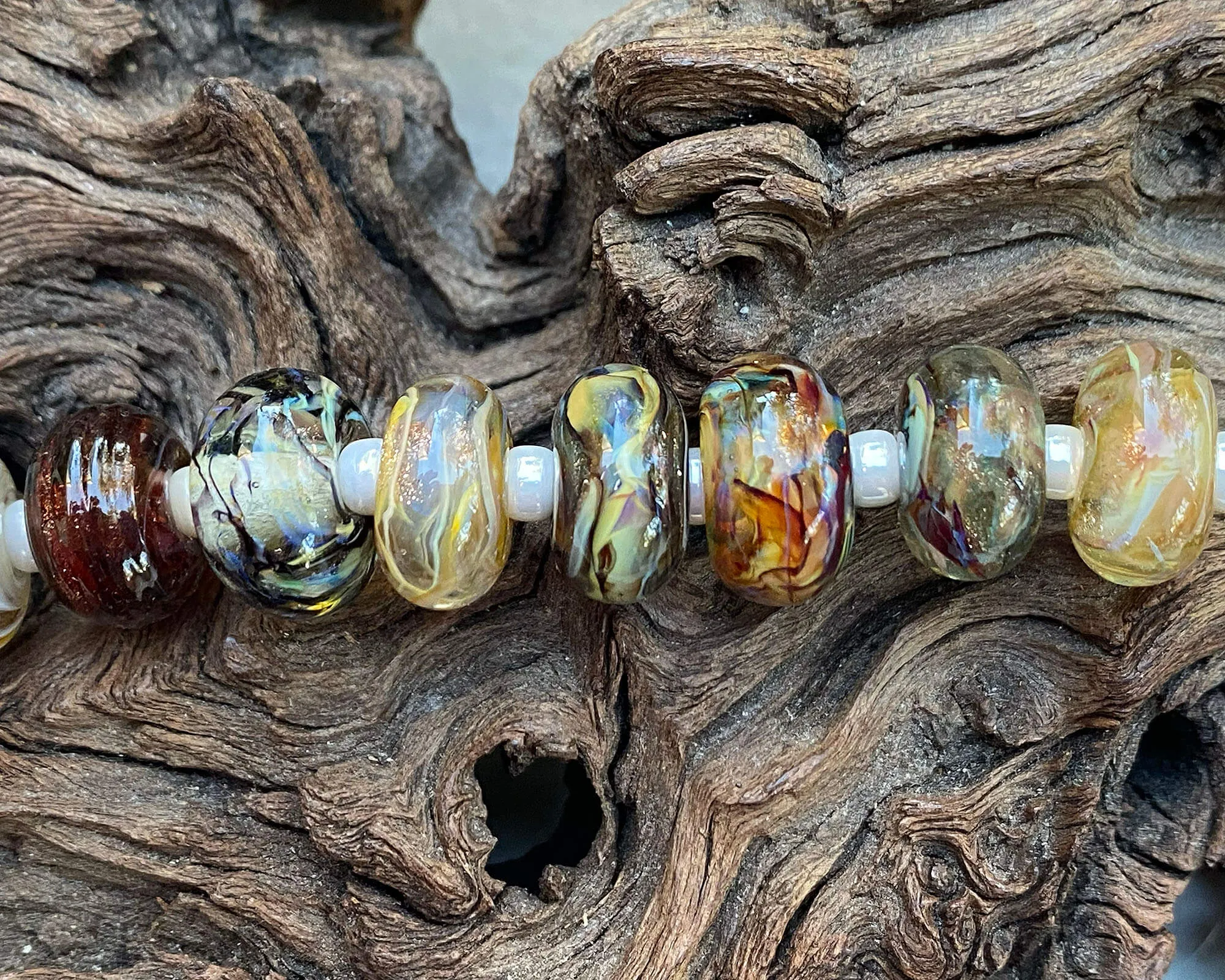 12 Brown Orphan Lampwork Beads Mix SRA