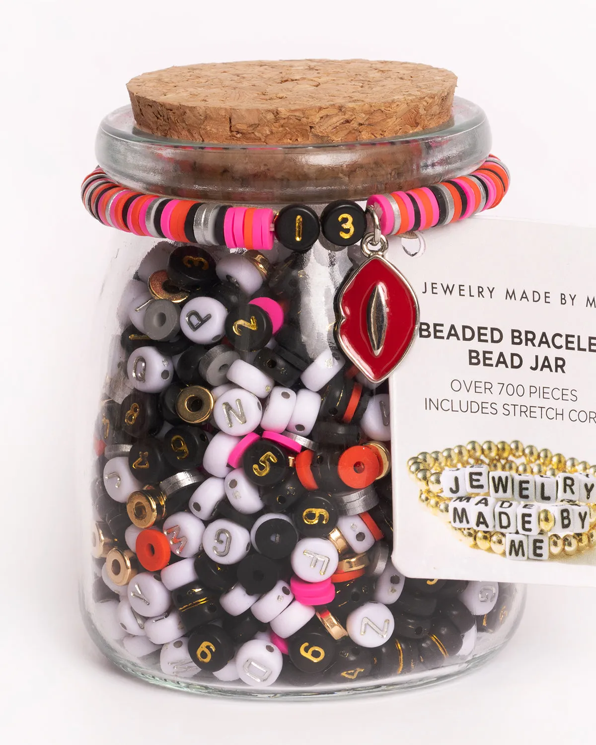 13 Metallic Number and Letter with Lips Charm DIY Bead Jar