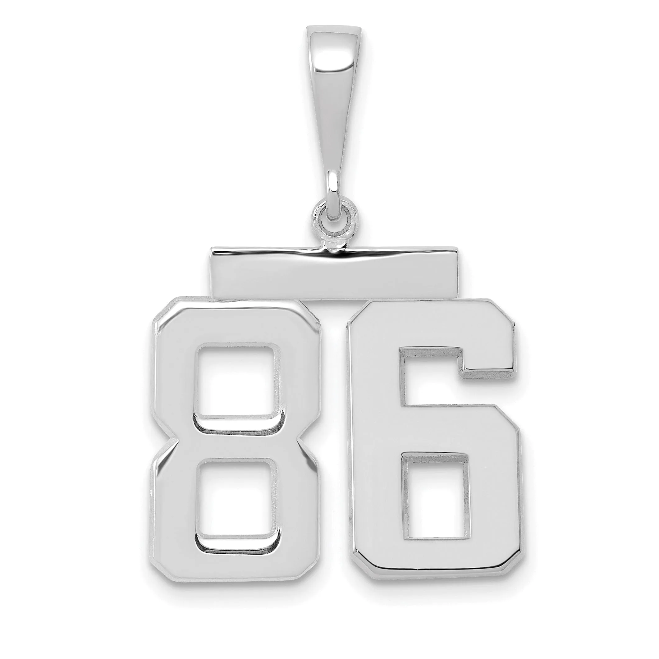 14k White Gold Polished Finish Medium Size Number 86 Charm Pendant