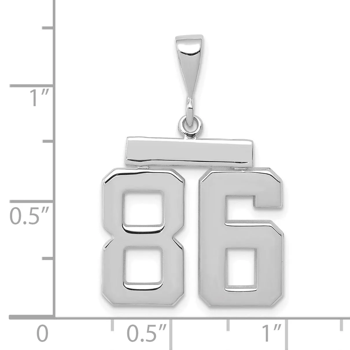 14k White Gold Polished Finish Medium Size Number 86 Charm Pendant