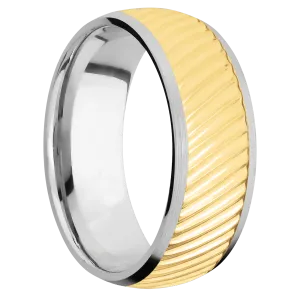 14K White Gold with Satin Finish and 14K Yellow Gold Inlay