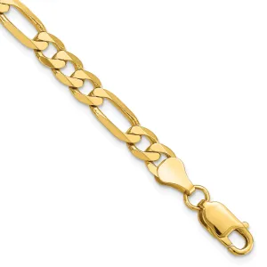 14k Yellow Gold 6.25mm Flat Figaro Bracelet