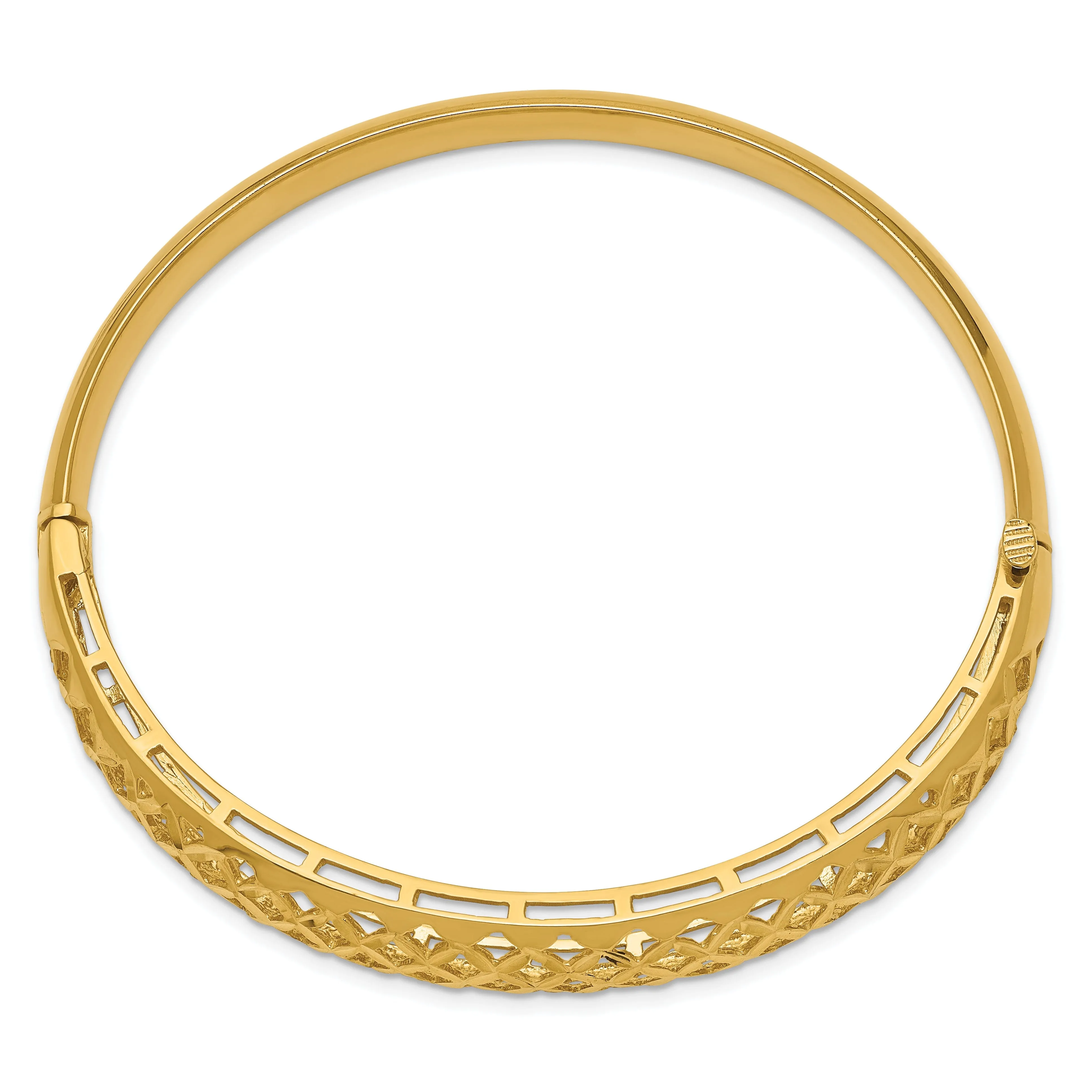 14k Yellow Gold Graduated Fancy Weave Bangle Bracelet