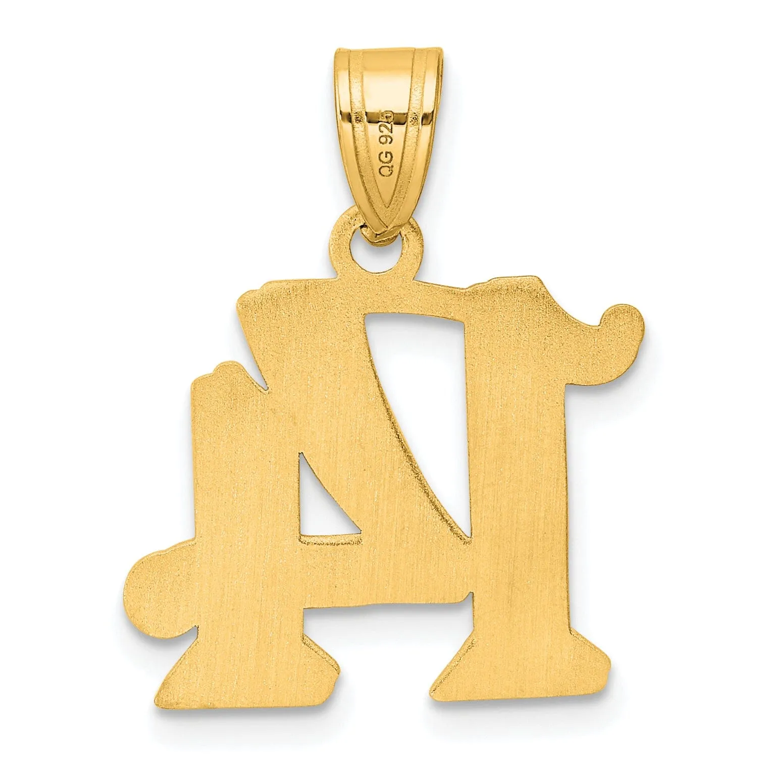 14k Yellow Gold Polished Etched Finish Number 14 Charm Pendant