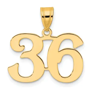 14k Yellow Gold Polished Finish Number 36 Charm Pendant