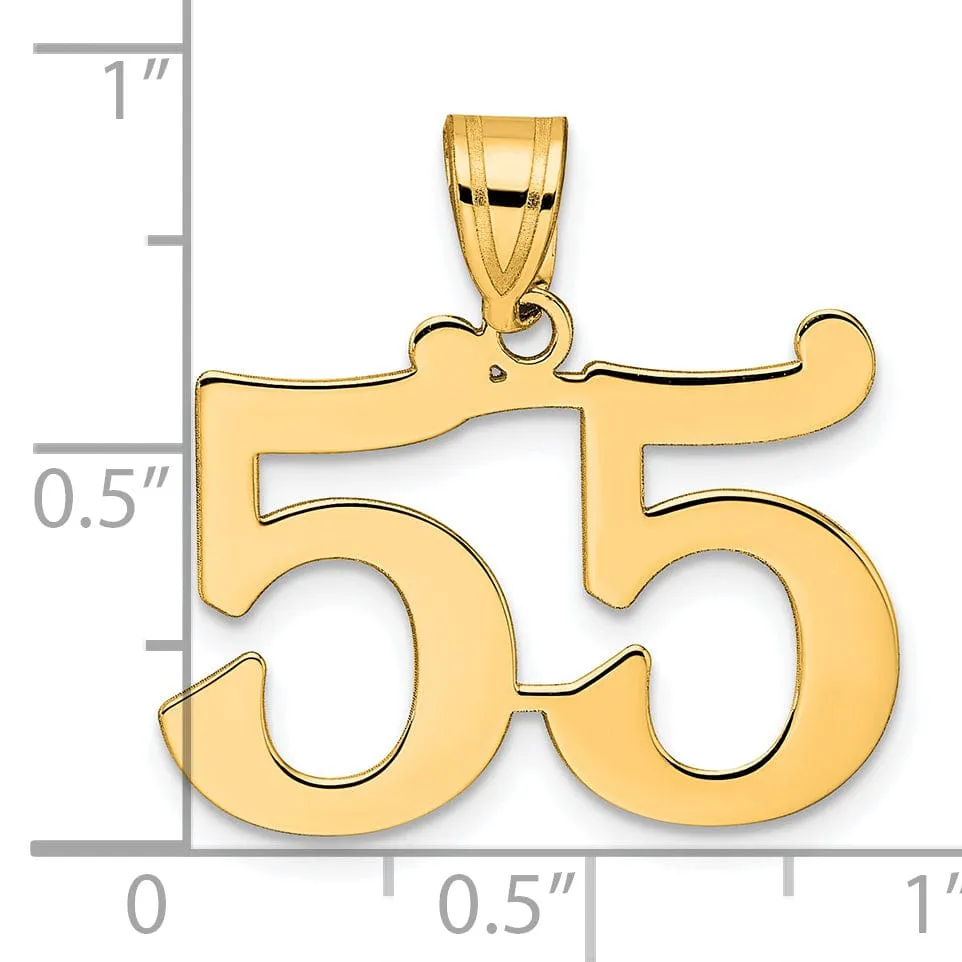 14k Yellow Gold Polished Finish Number 55 Charm Pendant