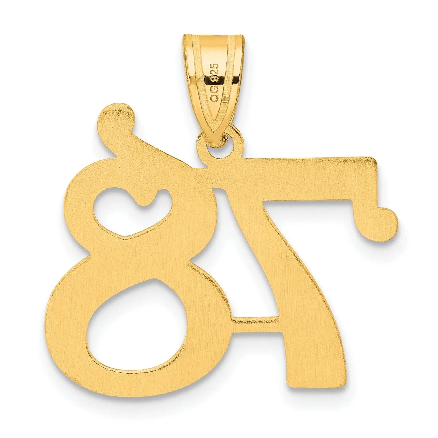 14k Yellow Gold Polished Finish Number 78 Charm Pendant