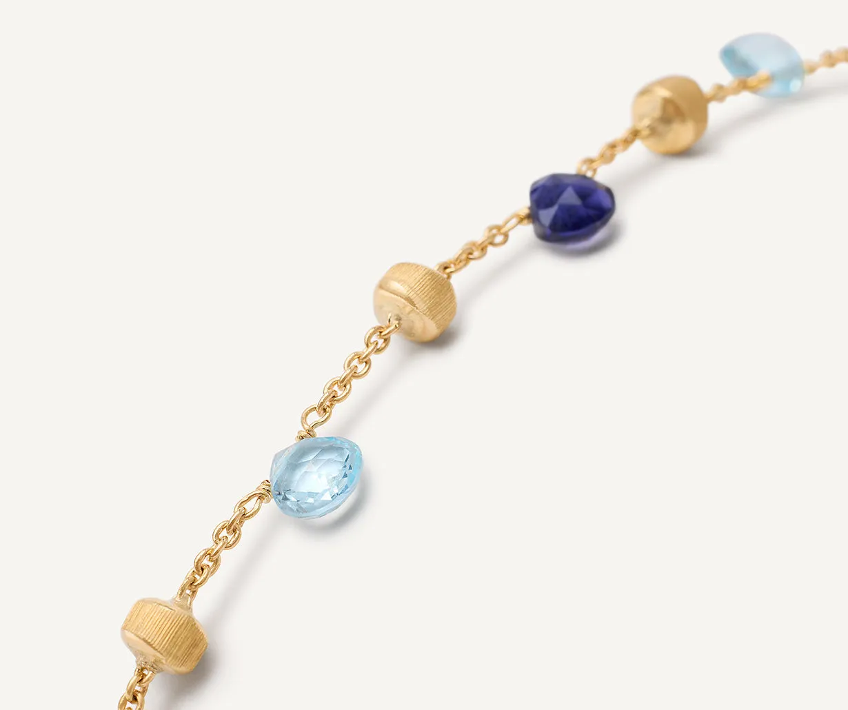 18K Yellow Gold Single-Strand Topaz & Iolite Bracelet