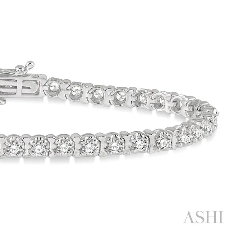 3 ctw Round Cut Diamond Tulip Bracelet in 14K White Gold