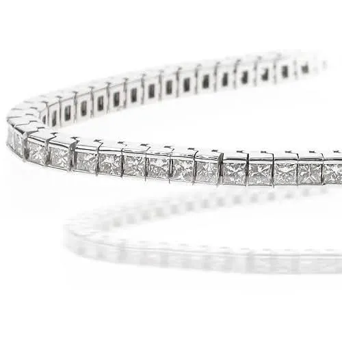 3.80-11.50 CT Princess Cut Diamonds - Tennis Bracelet