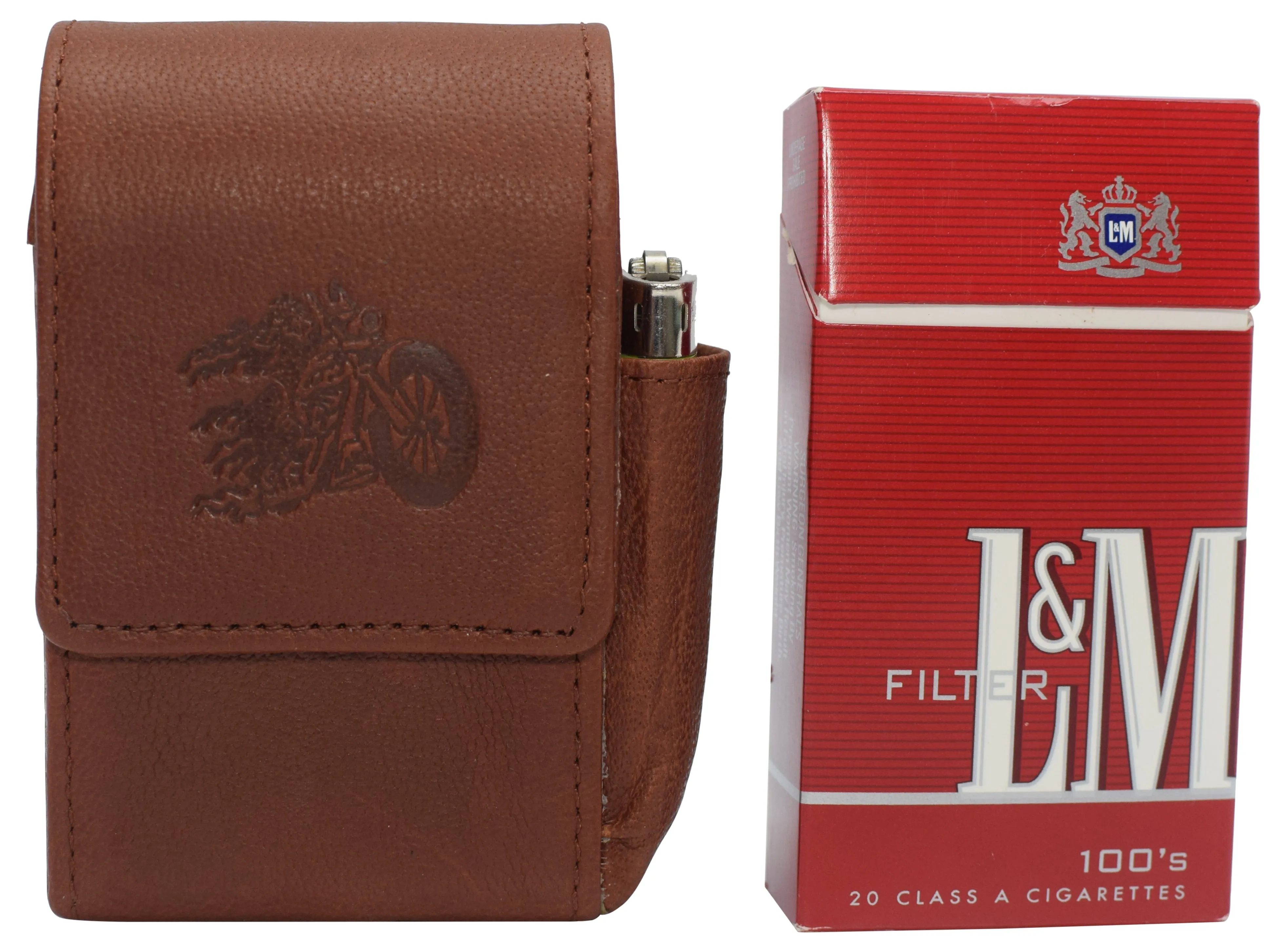 510913 Cigarette Storage Organizer Genuine Leather Tobaccos Pouch Lighter Holder Logos Storage Container