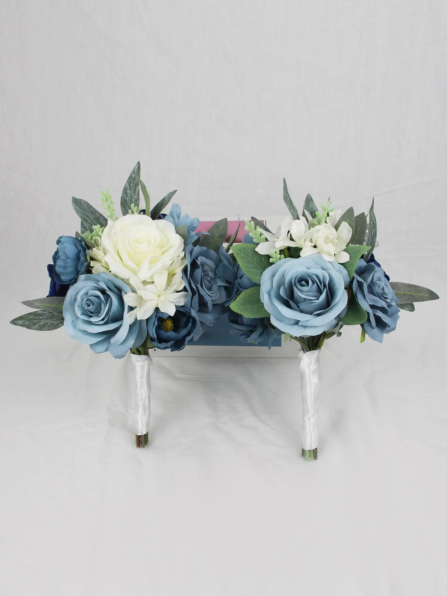 7.8 inch wide Dusty Blue Bridesmaid Bouquet