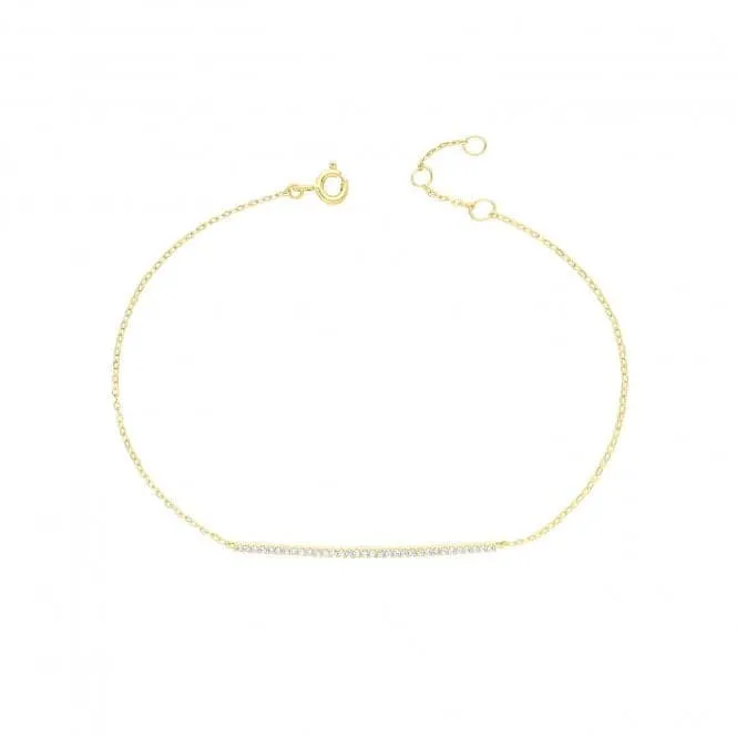 9ct Yellow Gold Zirconia Bar Chain Bracelet