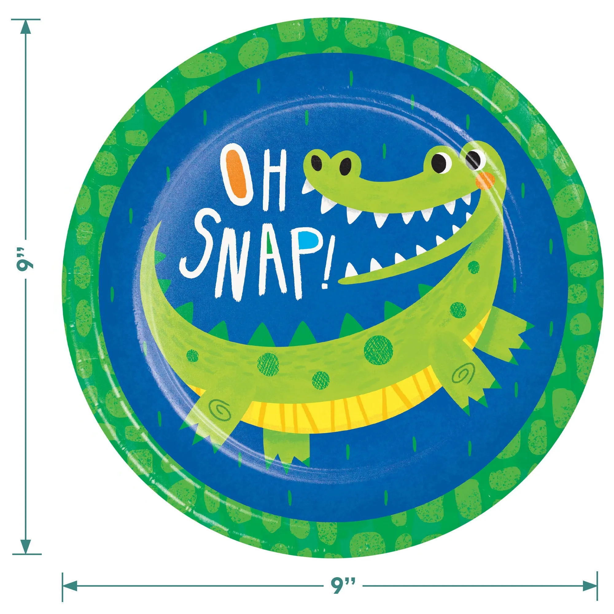 Alligator Party Supplies - Paper Dinner Plates, Beverage Napkins, and Forks (16 Plates & Napkins)