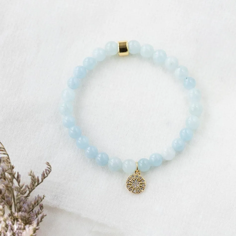 Aquamarine Bracelet with Celestial Charm