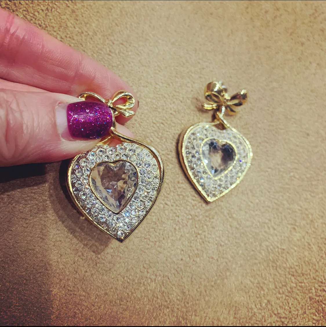 Big Crystal heart drop earrings by Sphinx