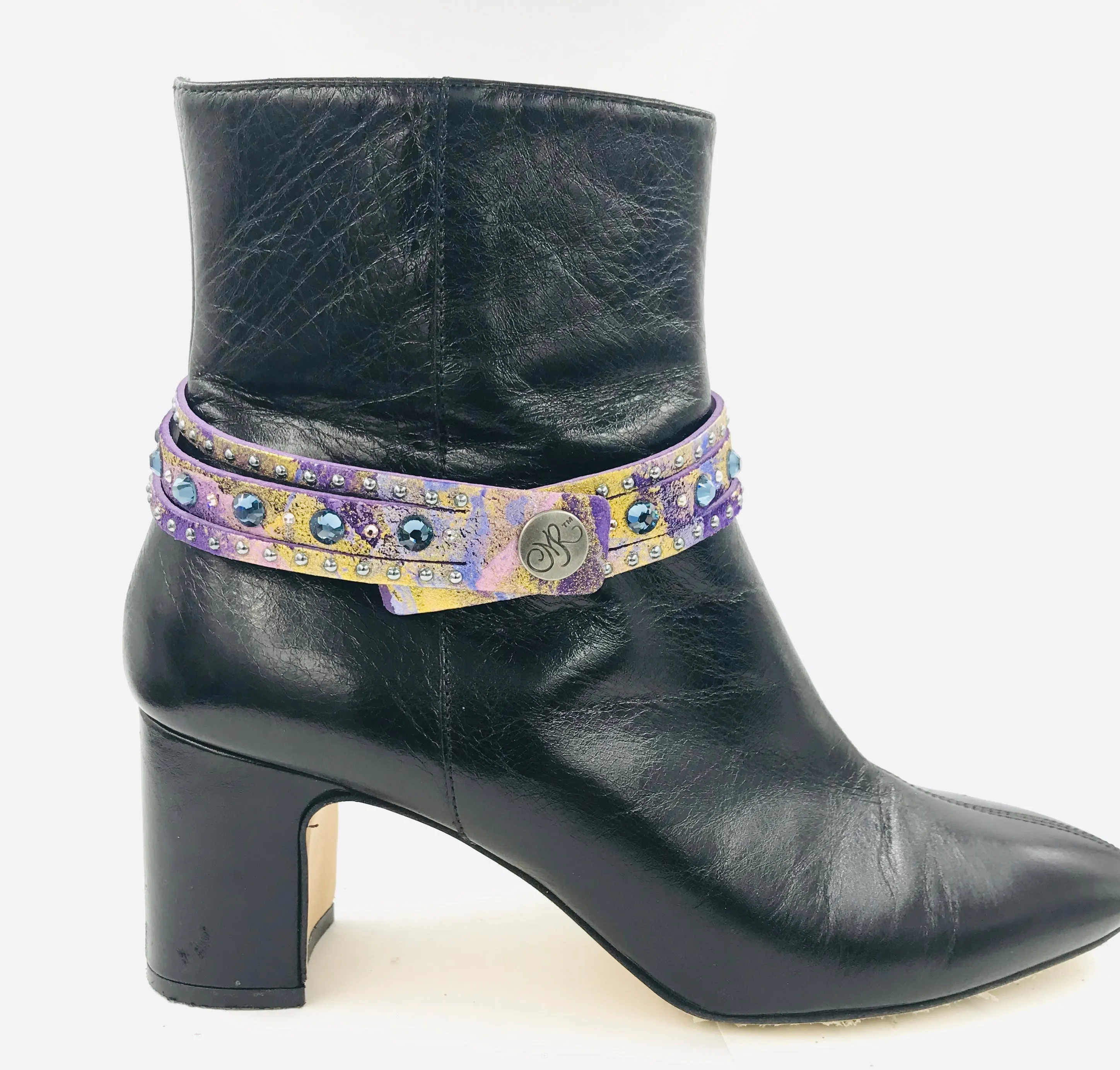 Big Stone Triple Treat Bracelet/Choker/Boot Cuff - "Denim Blue Dance"