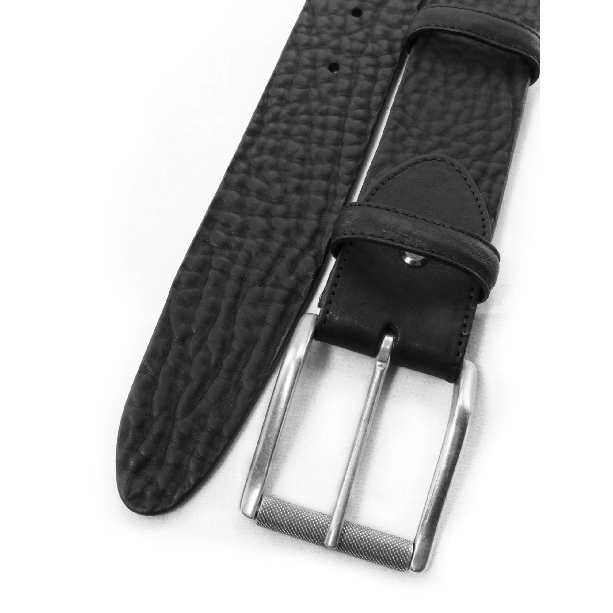 Black tumbled leather belt