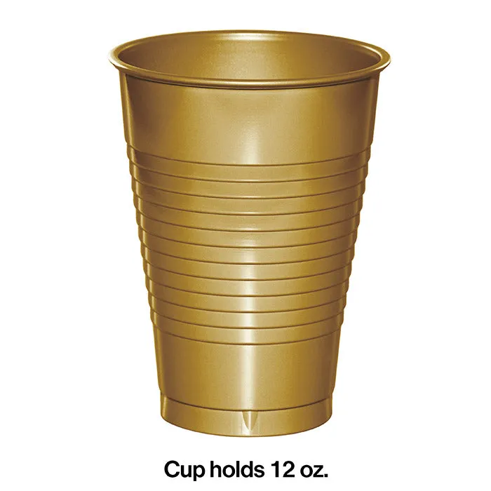 Bulk Glittering Gold 12 oz Plastic Cups (240 per Case)