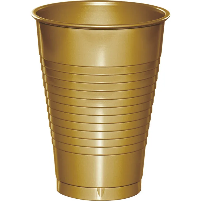 Bulk Glittering Gold 12 oz Plastic Cups (240 per Case)