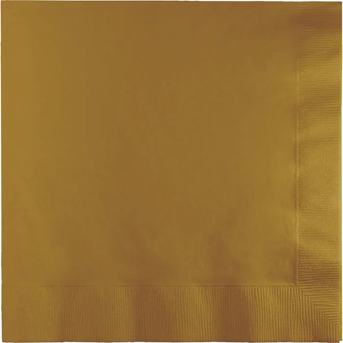 Bulk Glittering Gold Luncheon Napkins 3 ply (500 per Case)