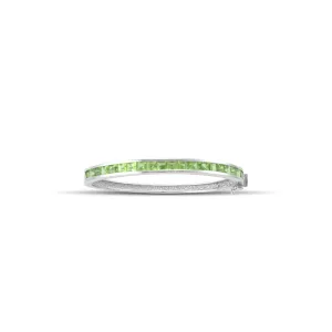 Channel Set Peridot Bangle in Sterling Silver