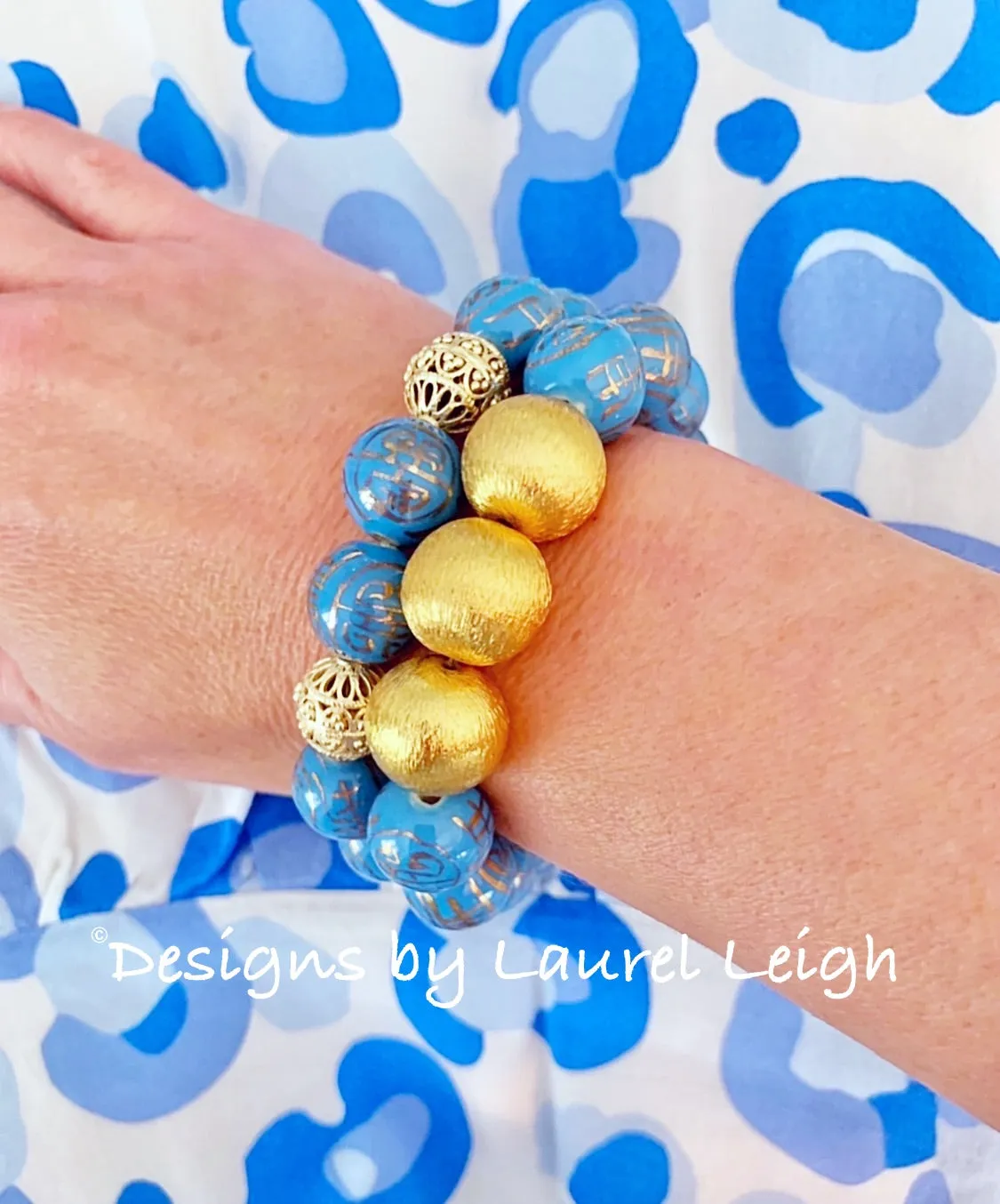 Chinoiserie French Blue & Gold Bracelet