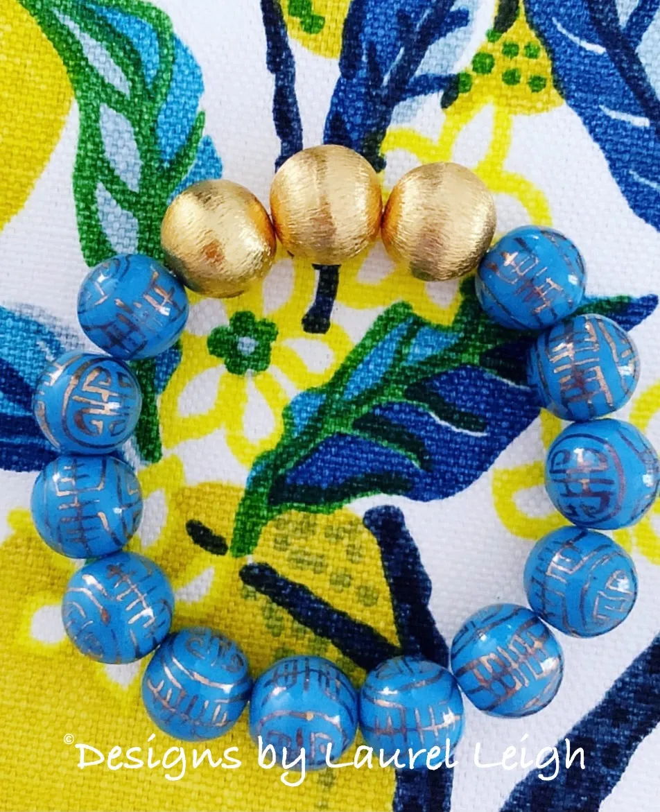 Chinoiserie French Blue & Gold Bracelet