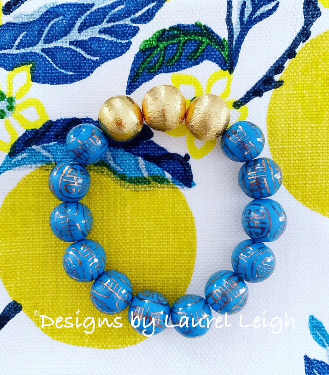 Chinoiserie French Blue & Gold Bracelet