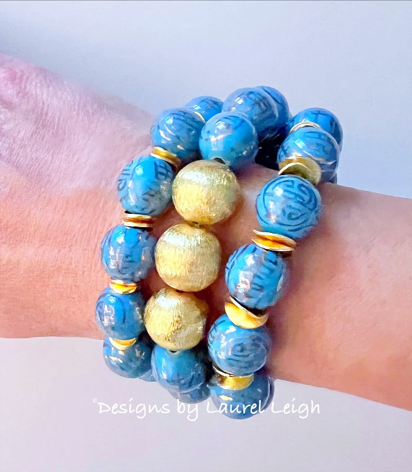 Chinoiserie French Blue & Gold Bracelet