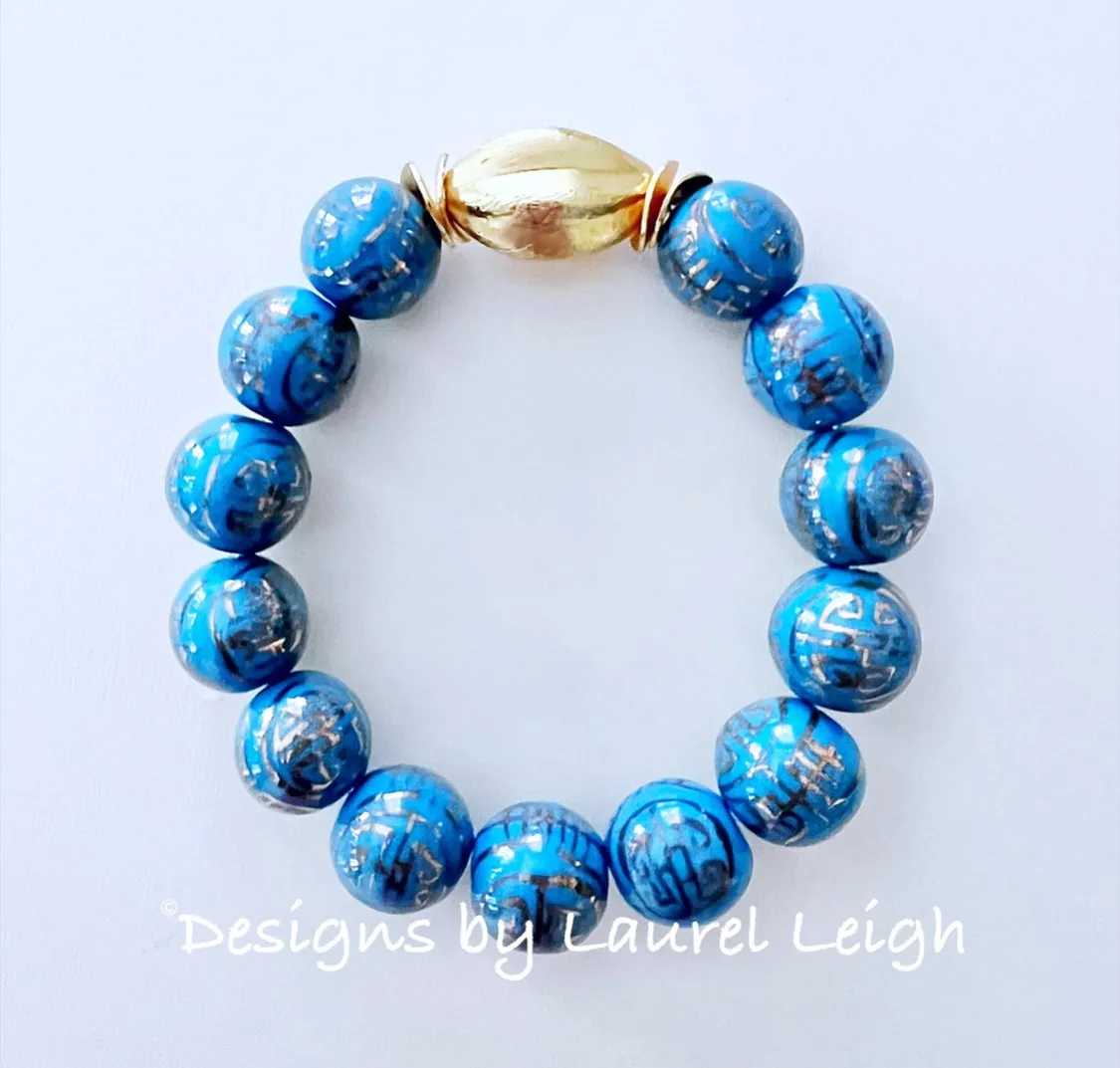 Chinoiserie French Blue & Gold Bracelet