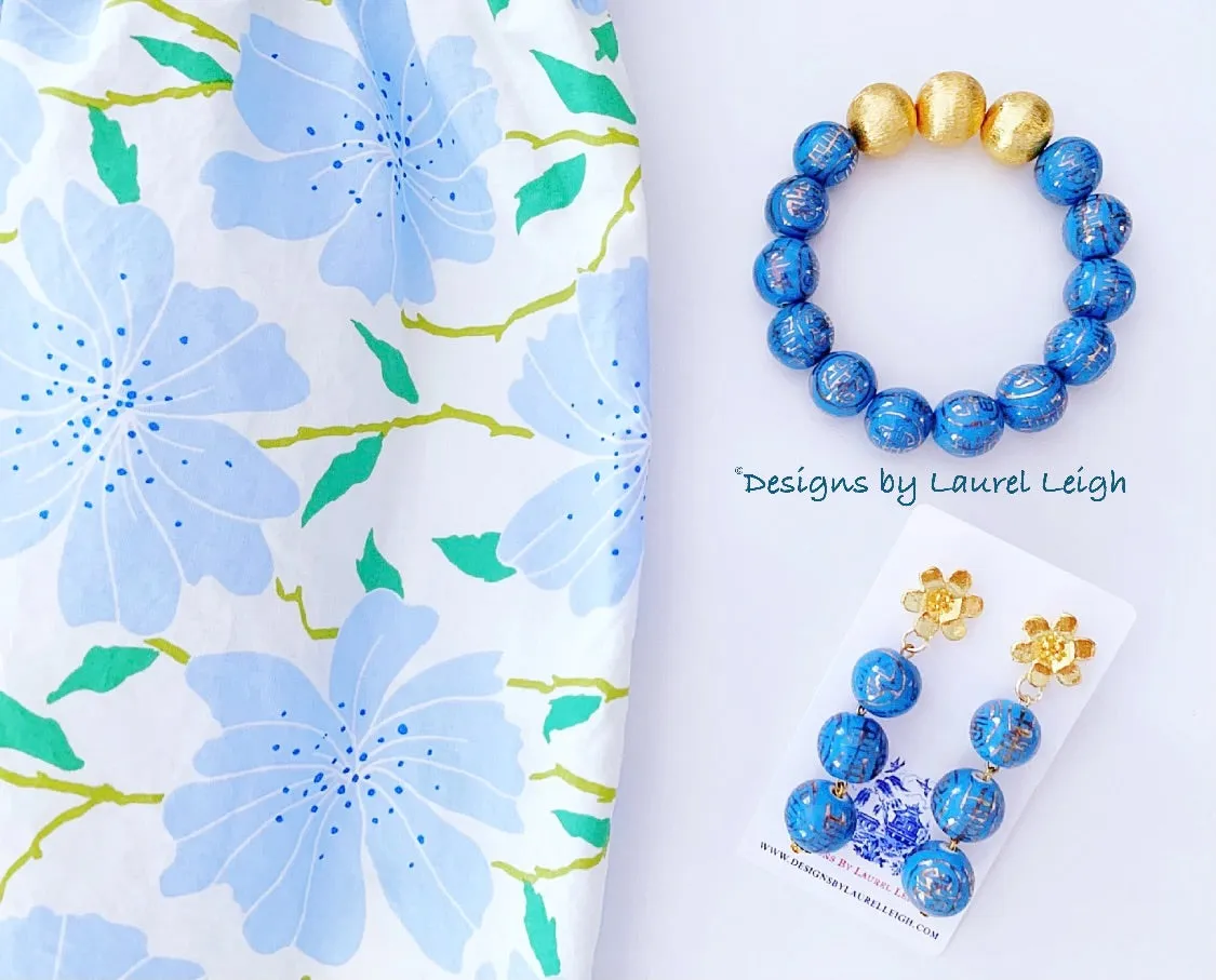 Chinoiserie French Blue & Gold Bracelet