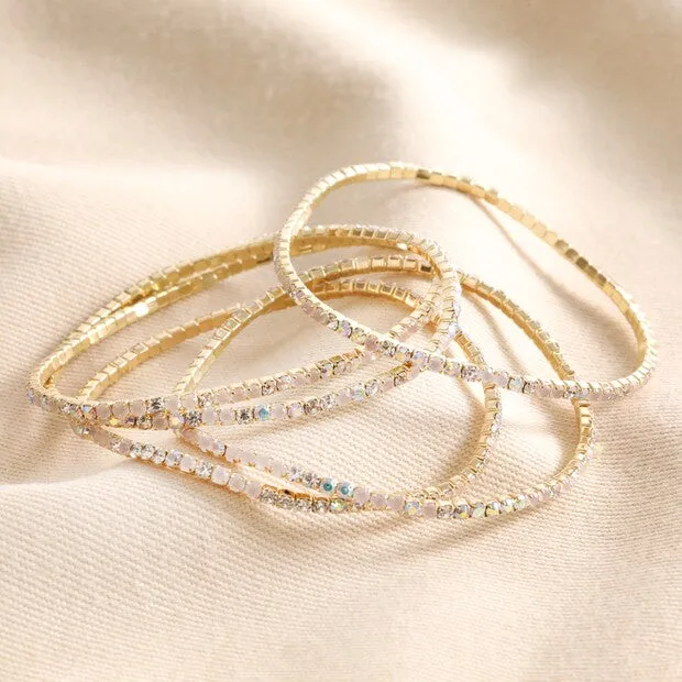 Clear Crystal Tennis Bracelets - Set of 5