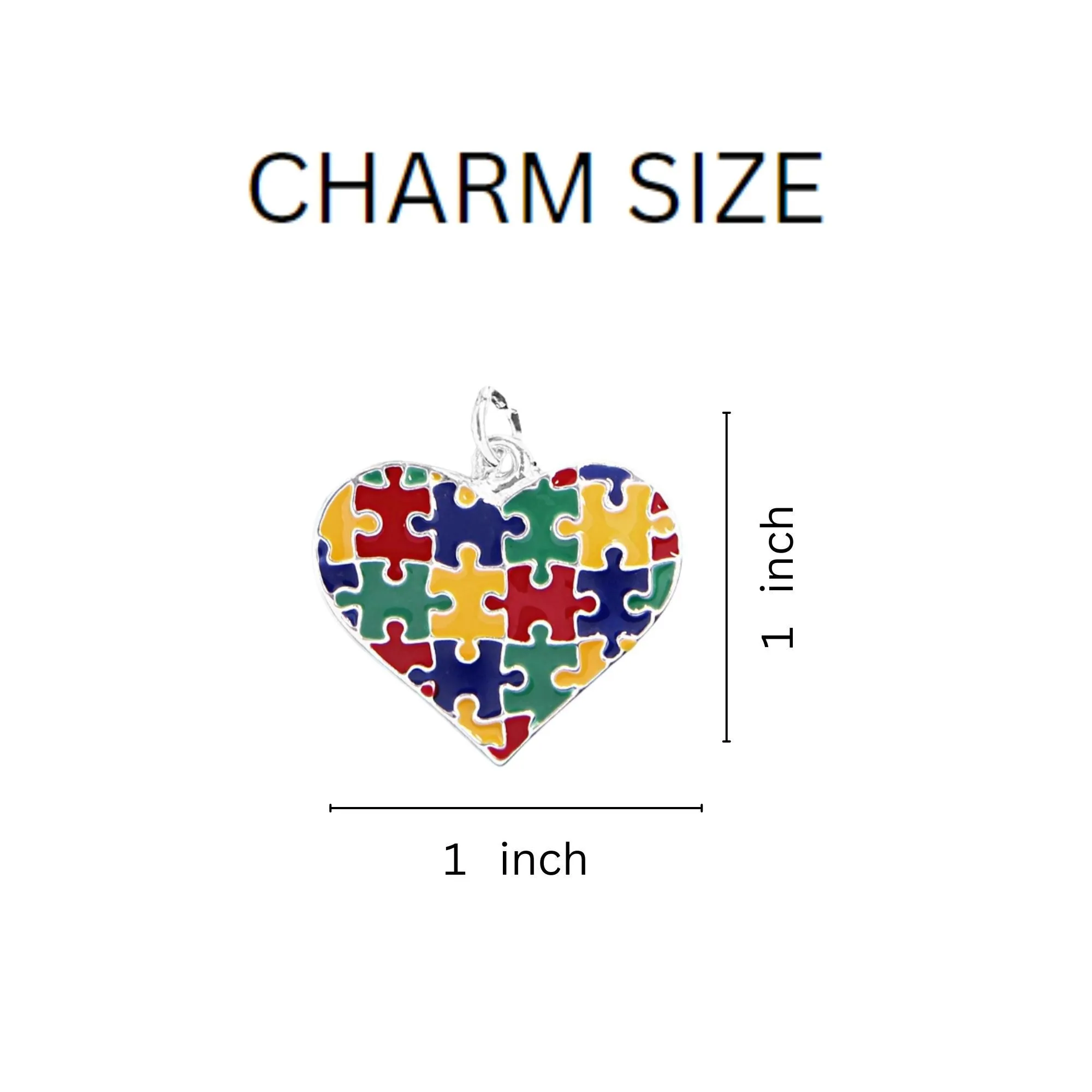 Colored Heart Puzzle Piece Autism Beaded Charm Bracelets