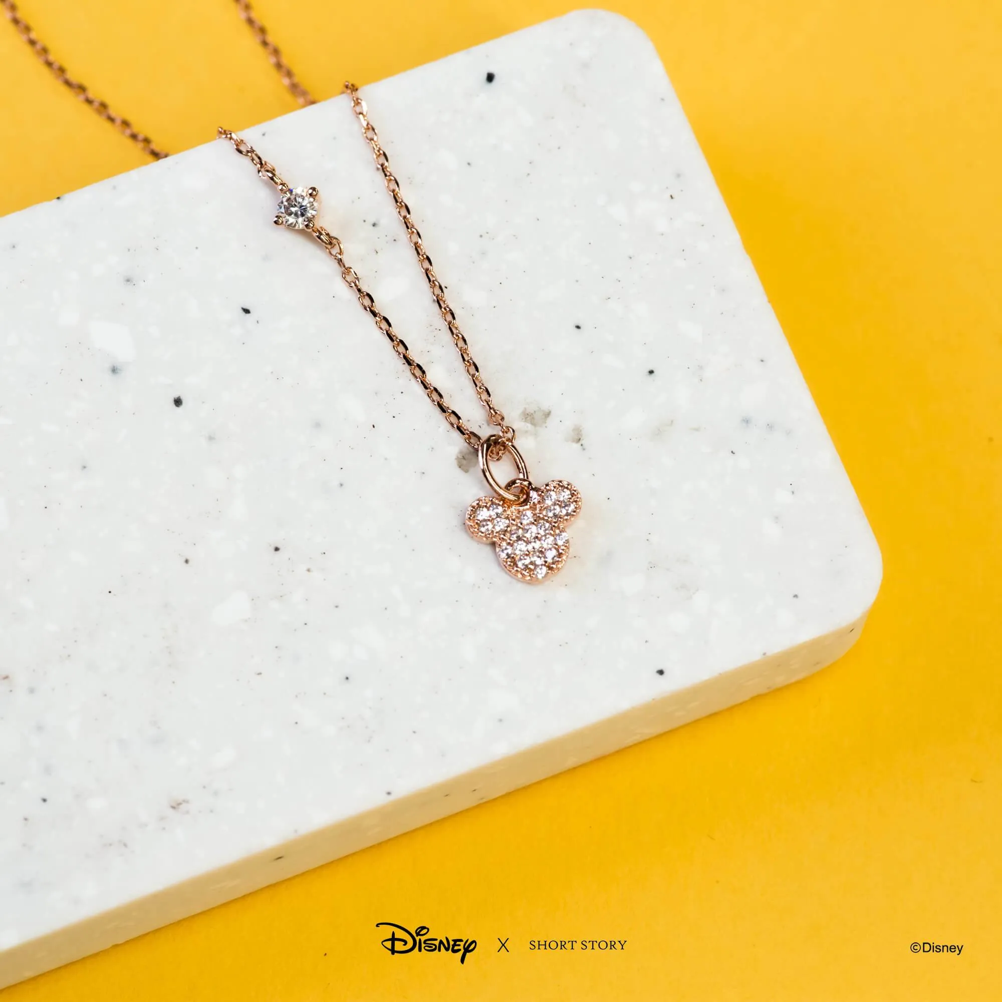 Disney Necklace Charm Diamante Mickey Ears