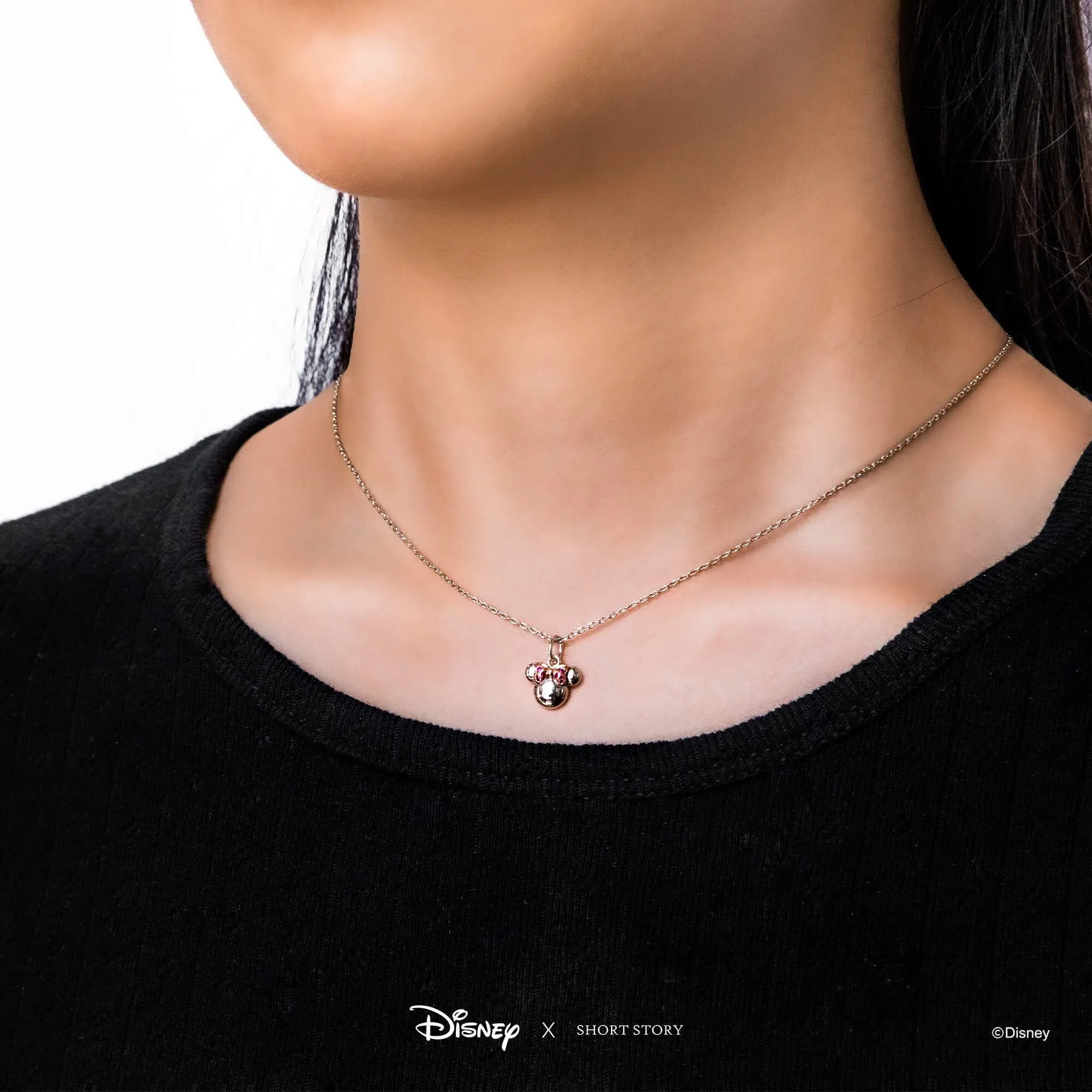 Disney Necklace Charm Diamante Minnie Ears