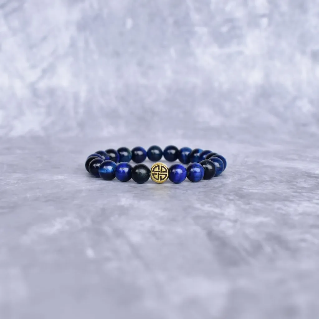 Dual Elemental - Blue Tiger's Eye & Lava Bead Bracelets