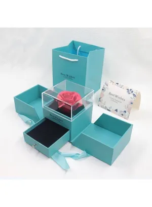 Elegant Blue Jewelry and Keepsake Gift Box: A Treasure Trove of Style and Function(Without Necklace)