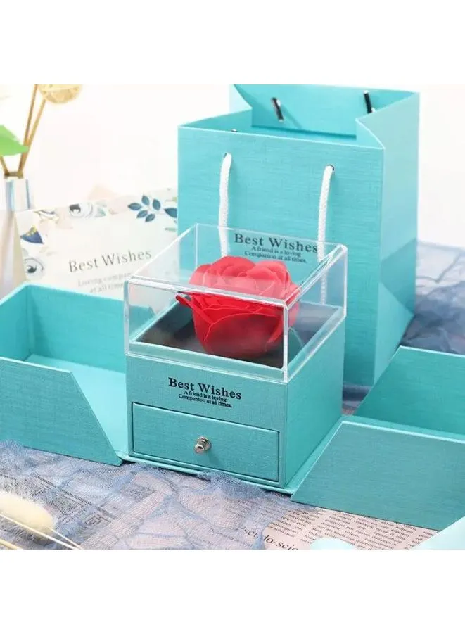 Elegant Blue Jewelry and Keepsake Gift Box: A Treasure Trove of Style and Function(Without Necklace)