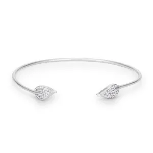 Elonda Trendy Leaf Clear CZ Cuff Bracelet