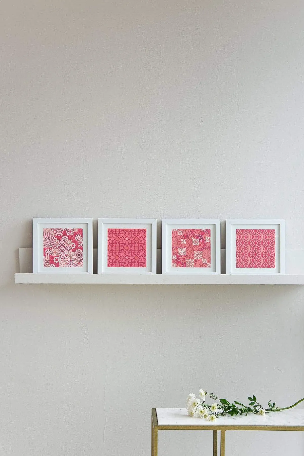 Ethnic Geo Trellis Wall Art (Pink And Red)