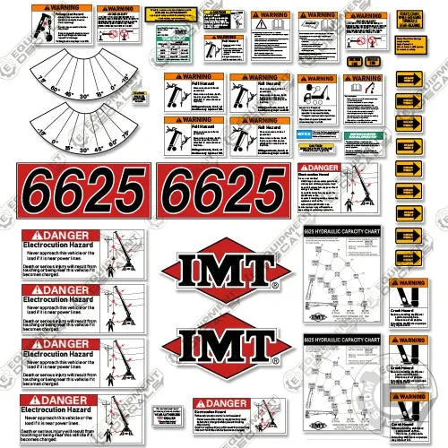 Fits IMT Crane Truck 6625 Decal Kit (Full Safety with Logos)