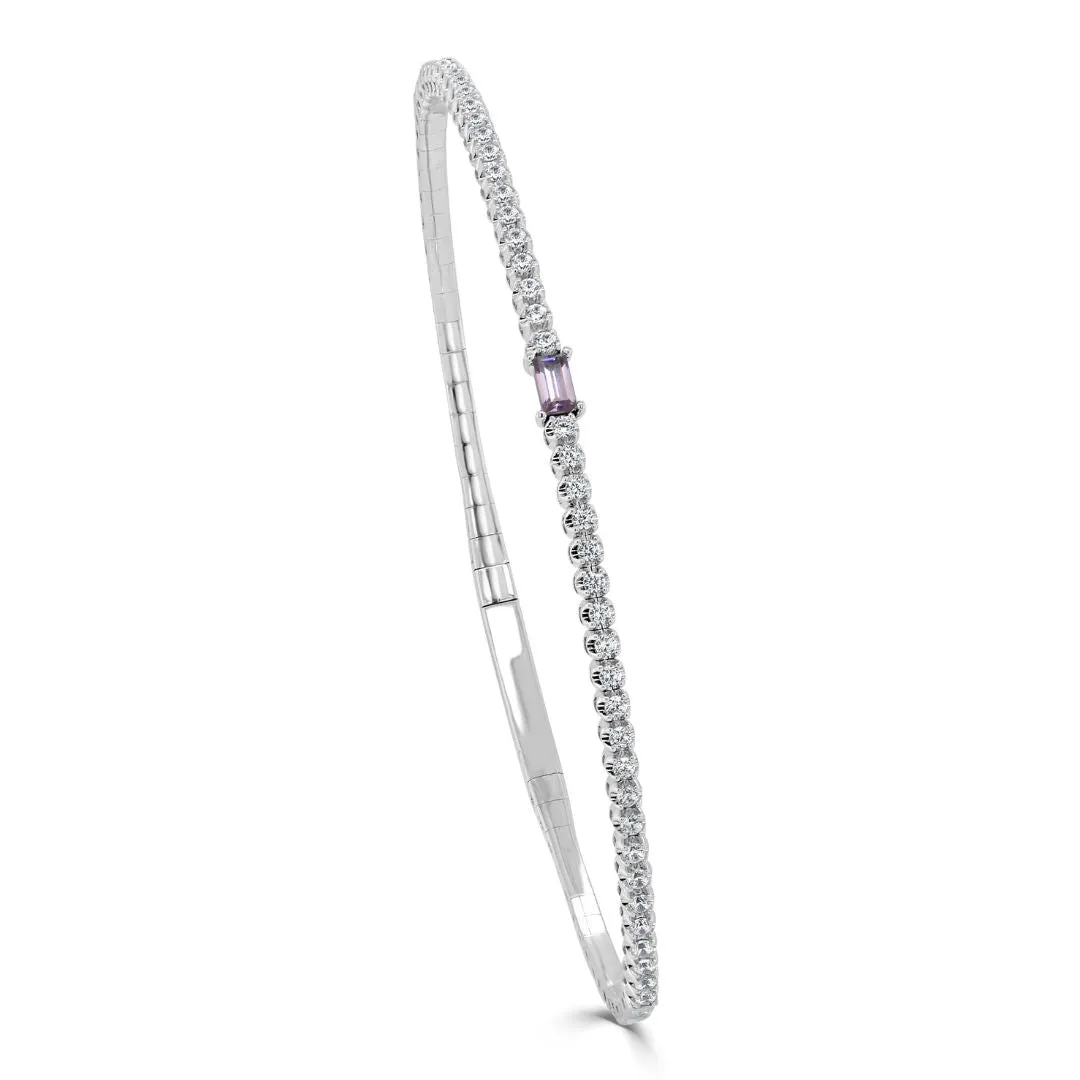 Gemstone and Diamond Flexible Bangle Bracelet