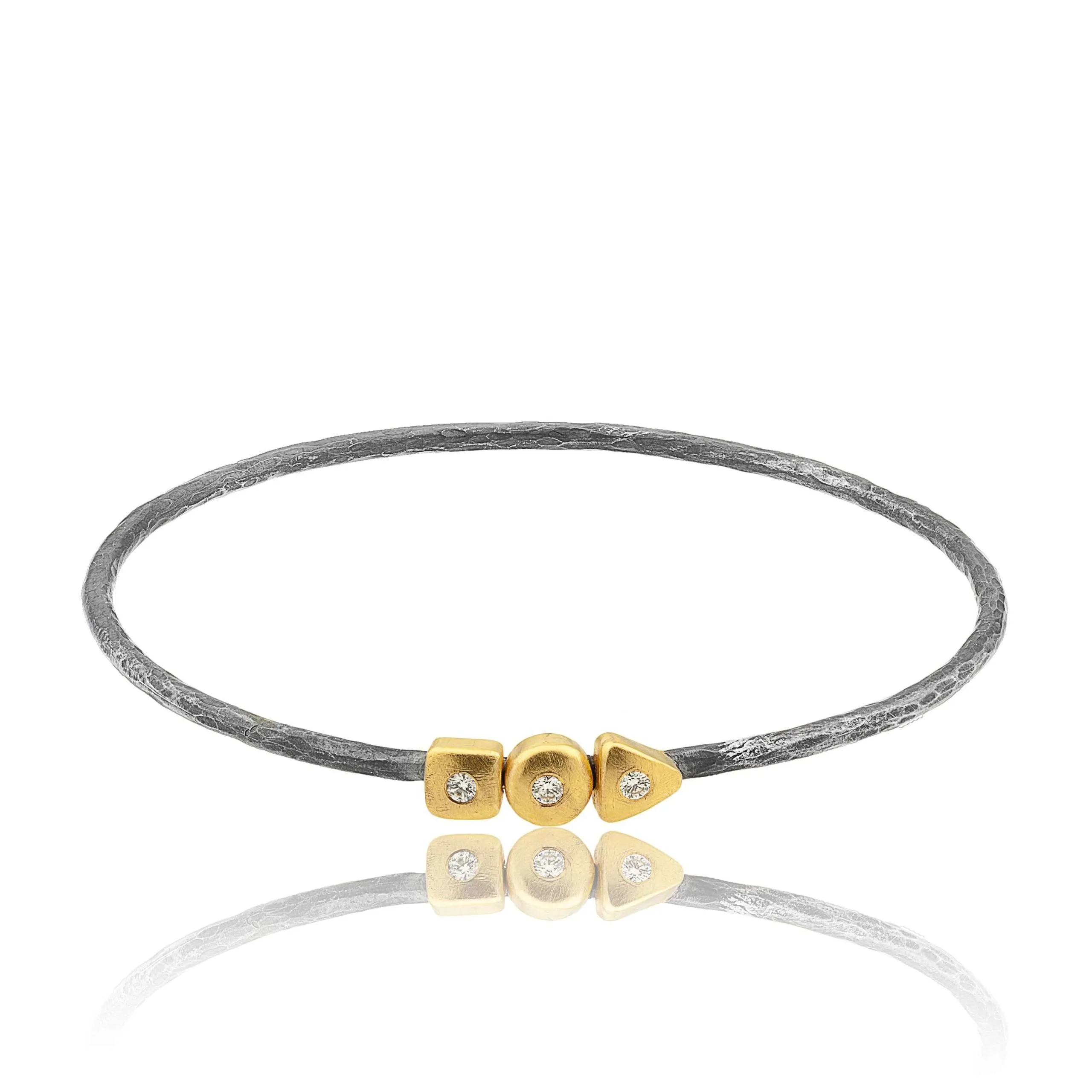 Geometry Bangle - 24K Gold Bezels with Diamonds