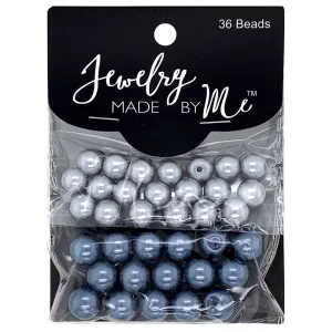 Glass Pearl Beads, Silver/Grey 36pc