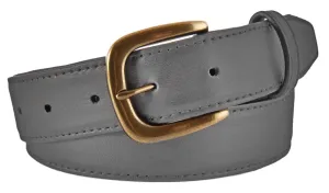 Gray Smooth Leather Belt, Hudson Buckle (Antique Brass)