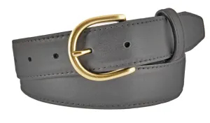 Gray Smooth Leather Belt, Soho Buckle (Gold)