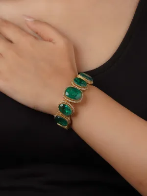 Green Color Gold Plated Faux Diamond Bracelet - CZBRAC132GR