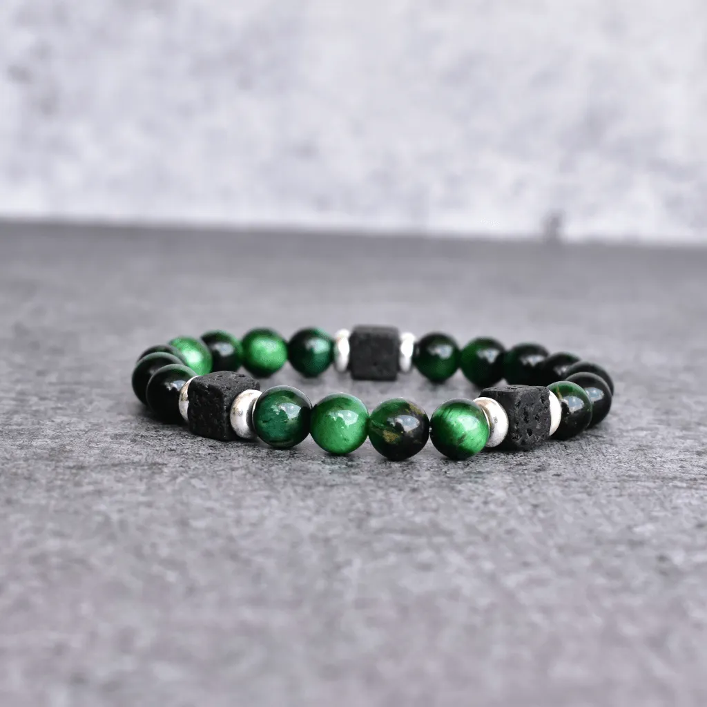 Green Generation- Tiger Eye and Lava Bracelet